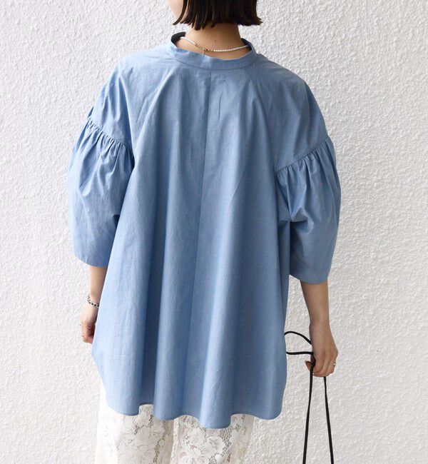 SHIPS for women「《予約》〈手洗い可能〉バック フレア 袖 ギャザー スキッパー ブラウス」|シャツ・ブラウス|