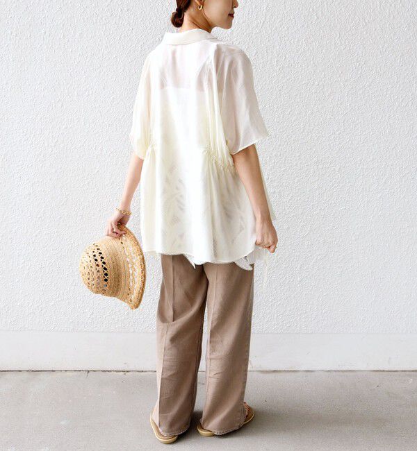 SHIPS for women「《予約》【WEB限定】〈手洗い可能〉ウエスト ドロスト シアー ブラウス」|シャツ・ブラウス|