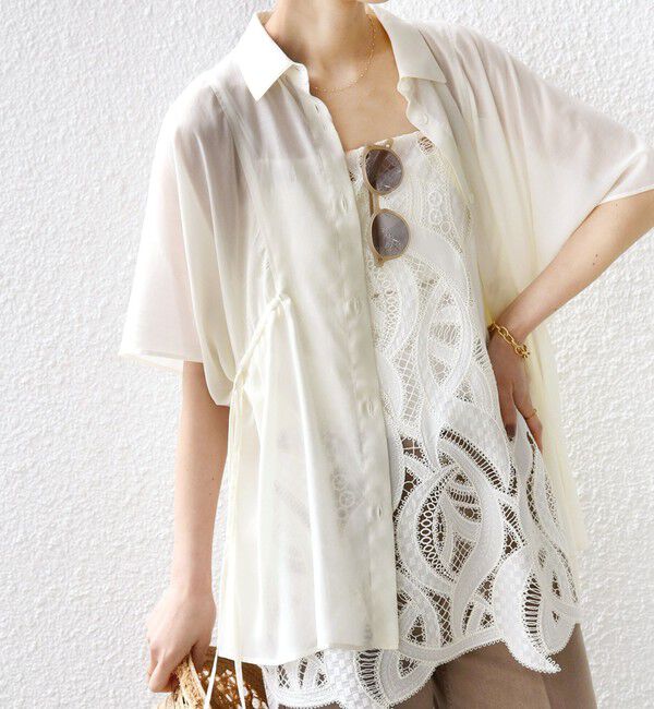 SHIPS for women「《予約》【WEB限定】〈手洗い可能〉ウエスト ドロスト シアー ブラウス」|シャツ・ブラウス|