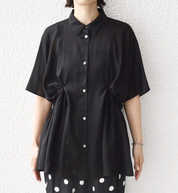 SHIPS for women「《予約》【WEB限定】〈手洗い可能〉ウエスト ドロスト シアー ブラウス」|シャツ・ブラウス|