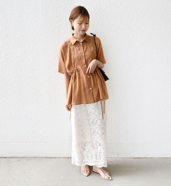 SHIPS for women「《予約》【WEB限定】〈手洗い可能〉ウエスト ドロスト シアー ブラウス」|シャツ・ブラウス|