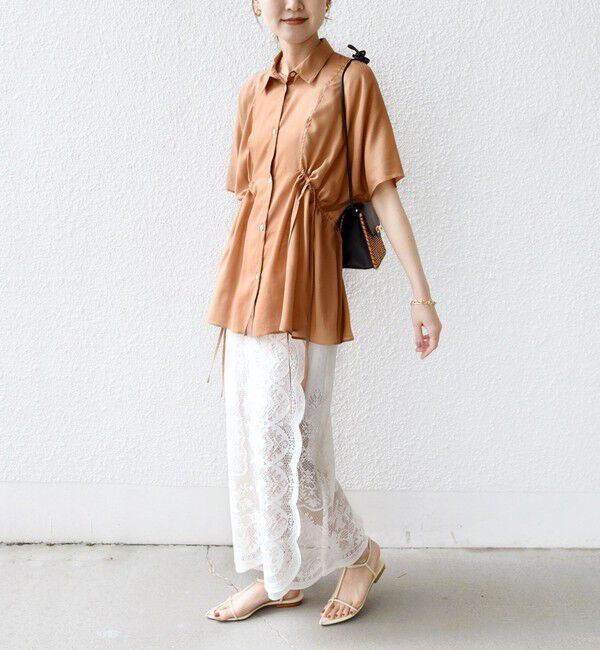 SHIPS for women「《予約》【WEB限定】〈手洗い可能〉ウエスト ドロスト シアー ブラウス」|シャツ・ブラウス|