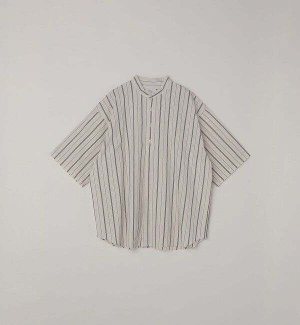 SHIPS any「SHIPS any:〈洗濯機可能〉コットン/リネン ストライプ バンド スキッパー ハーフスリーブ シャツ 26SS◆」|シャツ・ブラウス|