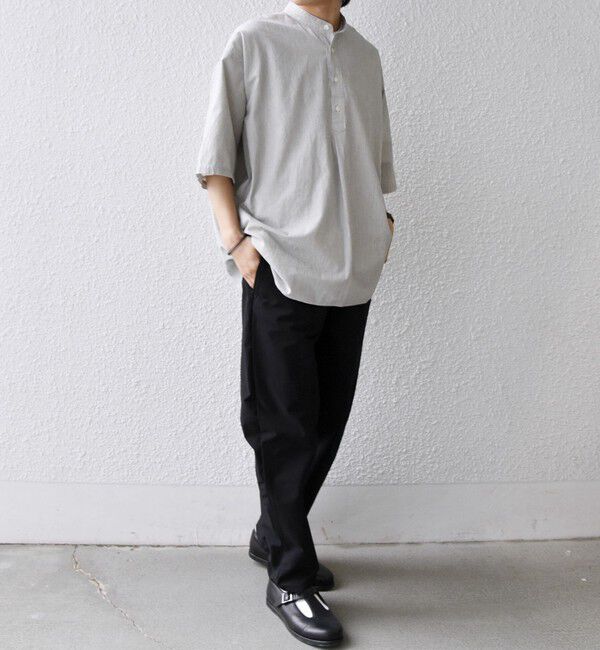 SHIPS any「SHIPS any:〈洗濯機可能〉コットン/リネン ストライプ バンド スキッパー ハーフスリーブ シャツ 26SS◆」|シャツ・ブラウス|