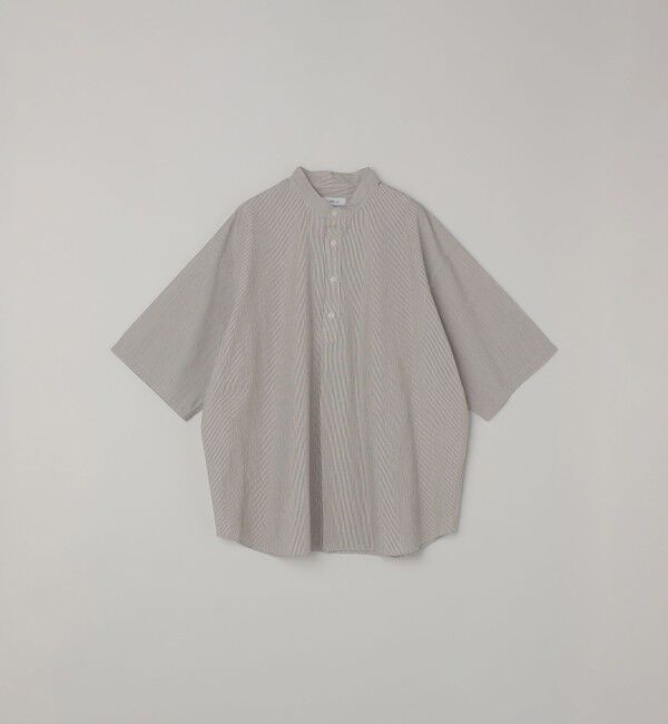 SHIPS any「SHIPS any:〈洗濯機可能〉コットン/リネン ストライプ バンド スキッパー ハーフスリーブ シャツ 26SS◆」|シャツ・ブラウス|