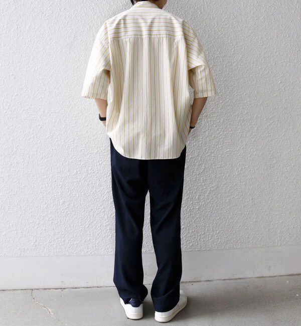 SHIPS any「SHIPS any:〈洗濯機可能〉コットン/リネン ストライプ バンド スキッパー ハーフスリーブ シャツ 26SS◆」|シャツ・ブラウス|