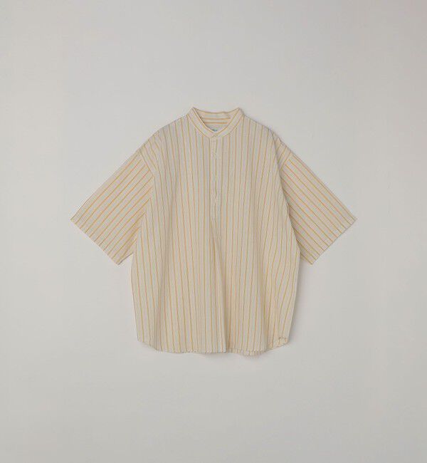 SHIPS any「SHIPS any:〈洗濯機可能〉コットン/リネン ストライプ バンド スキッパー ハーフスリーブ シャツ 26SS◆」|シャツ・ブラウス|