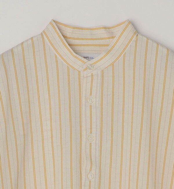 SHIPS any「SHIPS any:〈洗濯機可能〉コットン/リネン ストライプ バンド スキッパー ハーフスリーブ シャツ 26SS◆」|シャツ・ブラウス|