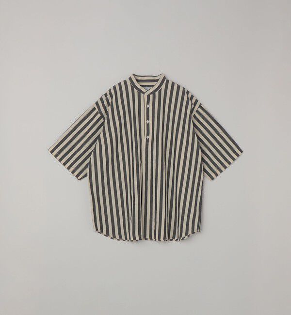 SHIPS any「SHIPS any:〈洗濯機可能〉コットン/リネン ストライプ バンド スキッパー ハーフスリーブ シャツ 26SS◆」|シャツ・ブラウス|