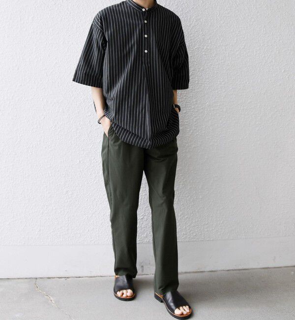 SHIPS any「SHIPS any:〈洗濯機可能〉コットン/リネン ストライプ バンド スキッパー ハーフスリーブ シャツ 26SS◆」|シャツ・ブラウス|