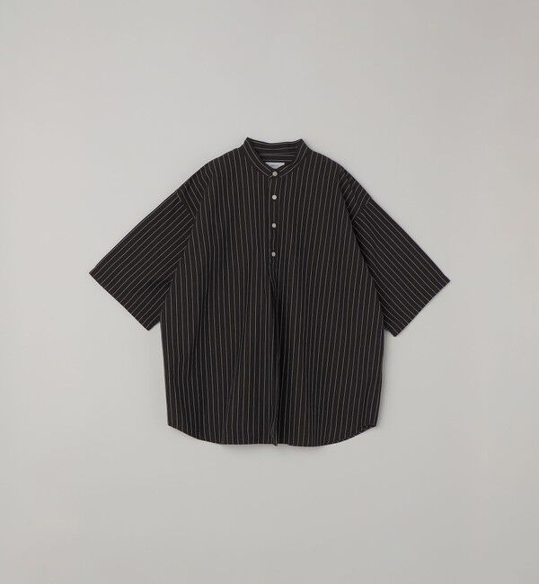 SHIPS any「SHIPS any:〈洗濯機可能〉コットン/リネン ストライプ バンド スキッパー ハーフスリーブ シャツ 26SS◆」|シャツ・ブラウス|