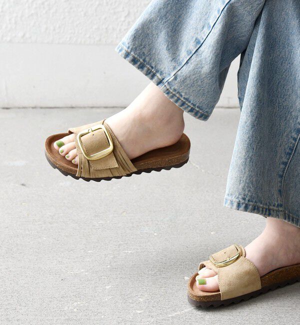 SHIPS any「《予約》VINILO: レザー ベルト バックル フリンジ サンダル」|サンダル|ベージュ