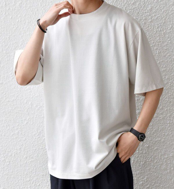 SHIPS any「SHIPS any:〈洗濯機可能〉JAPAN MADE ライト ペーパー クルーネック Tシャツ◆」|Tシャツ・カットソー|ライトグレー