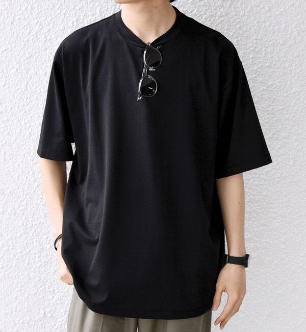 SHIPS any「SHIPS any:〈洗濯機可能〉JAPAN MADE ライト ペーパー クルーネック Tシャツ◆」|Tシャツ・カットソー|ブラック