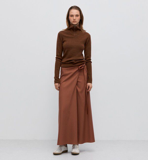 BACCA「ストライプギャバ ラップロングスカート」|スカート|