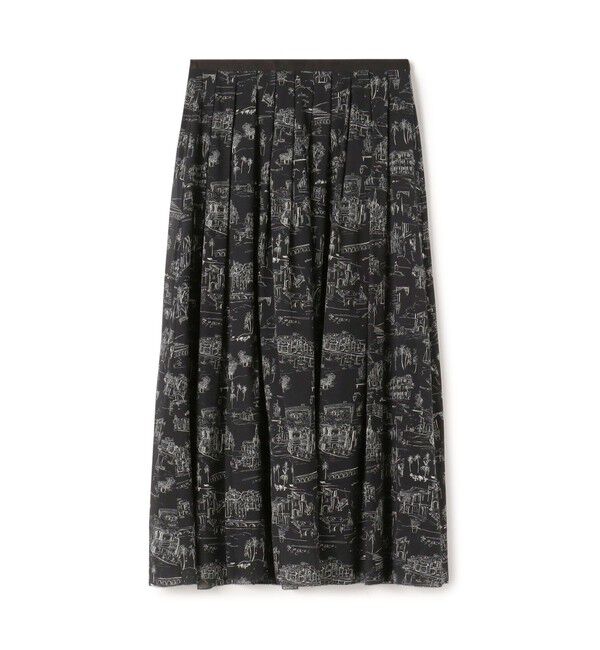 GALERIE VIE「 LandScapeシルクストレッチ イージータックスカート」|スカート|18 ブラック系