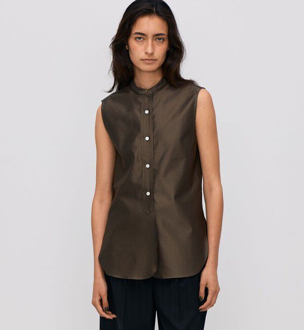 BACCA「コットンバックサテン ノースリーブブラウス」|シャツ・ブラウス|