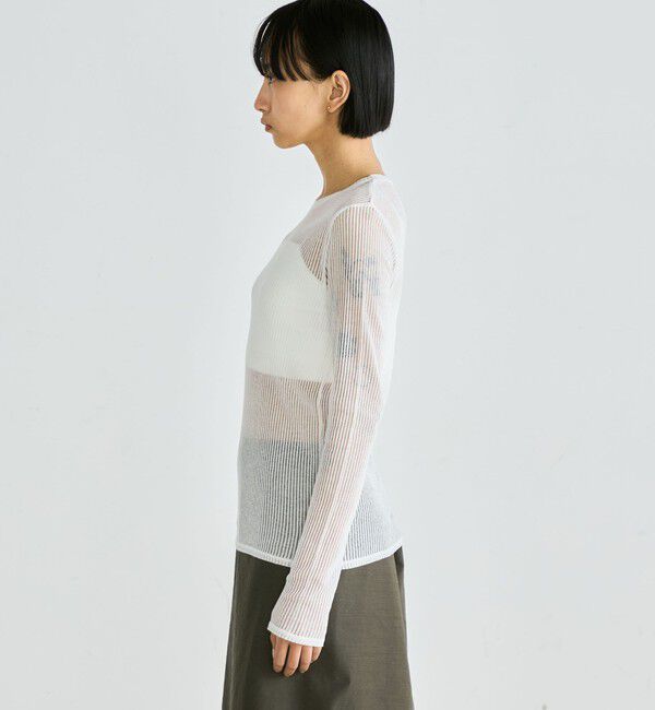 Edition「シアーストライプ ロングスリーブトップス」|Tシャツ・カットソー|