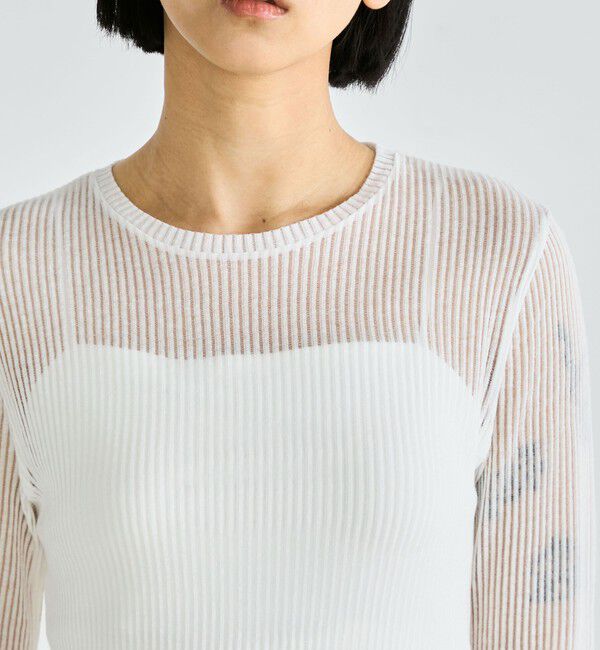 Edition「シアーストライプ ロングスリーブトップス」|Tシャツ・カットソー|