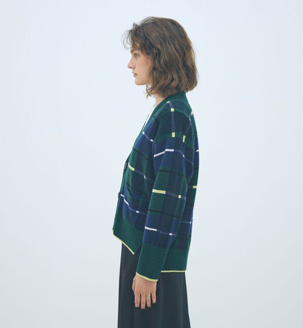 MACPHEE「NZ LAMBS プリント Vネックカーディガン」|カーディガン|