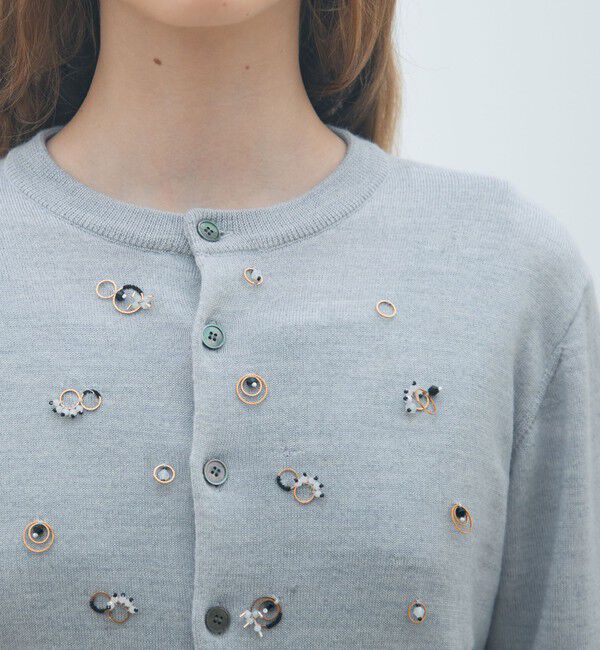 MACPHEE「ウールビジュー クルーネックカーディガン」|カーディガン|