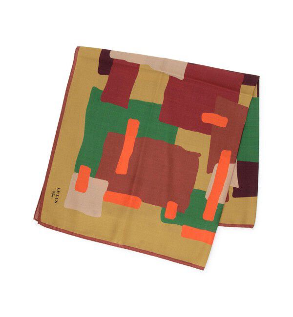 TOMORROWLAND GOODS「LE LYS ウールシルク プリントスカーフ」|バンダナ・スカーフ|46 ブラウン系