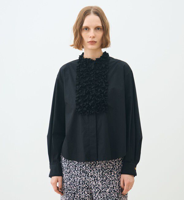 TOMORROWLAND collection「ブラックコンビネーション ラッフルブラウス」|シャツ・ブラウス|