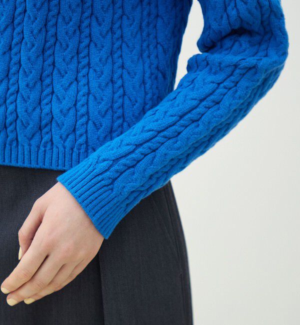 MACPHEE「ハイブリットコットンケーブル Vネックプルオーバー」|ニット・セーター|