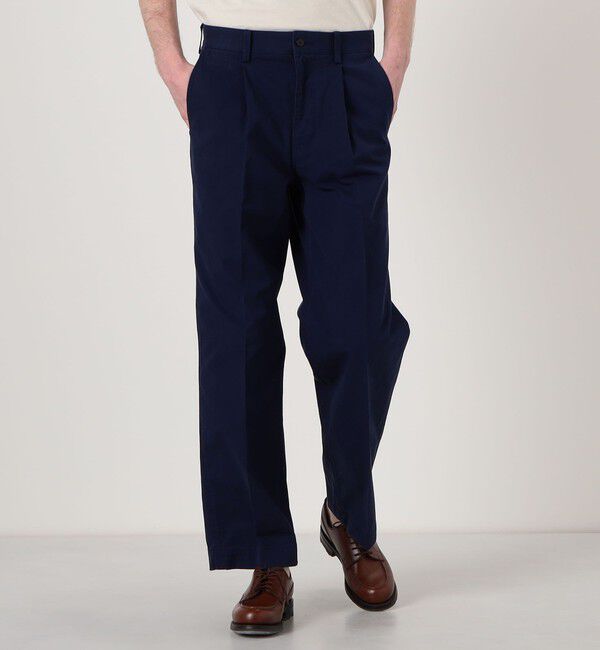 TOMORROWLAND MENS「60/3 コットンオックスフォード 1プリーツバレルパンツ」|チノ|