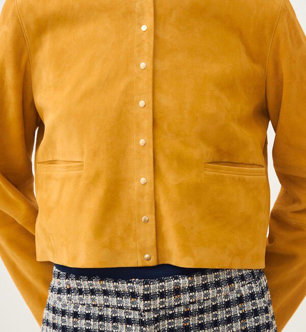 TOMORROWLAND collection「ゴートスエード クルーネックジャケット」|ノーカラージャケット|
