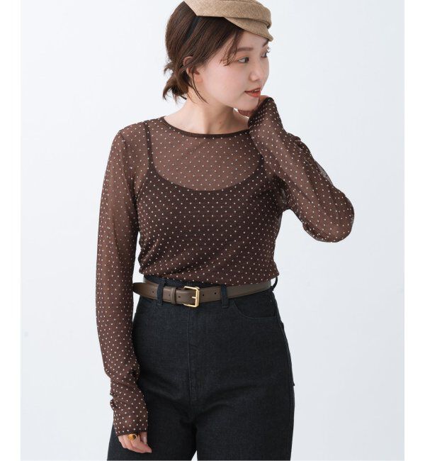 IENA「フロッキードット シアー プルオーバー」|ニット・セーター|