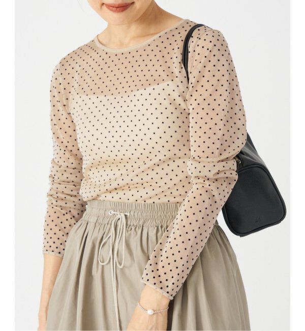 IENA「フロッキードット シアー プルオーバー」|ニット・セーター|ゴールド