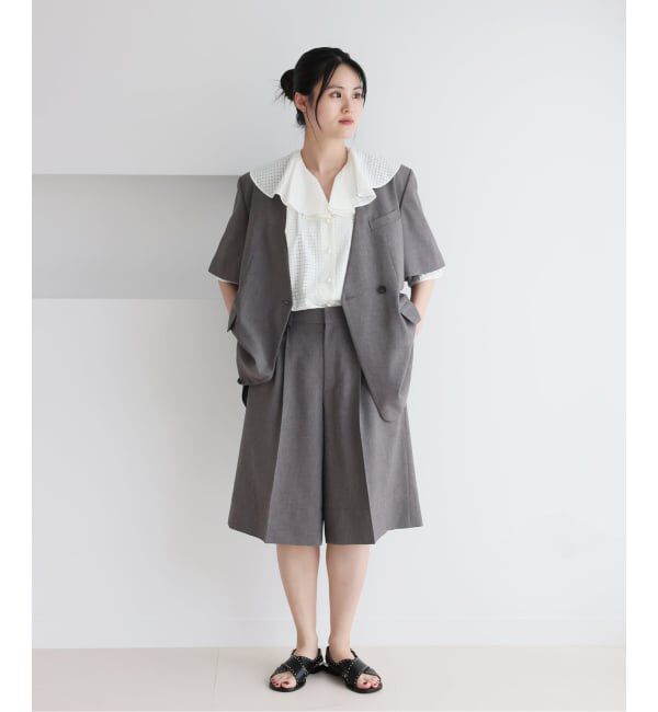 IENA「《予約》BLACK 襟フリルブラウス」|シャツ・ブラウス|