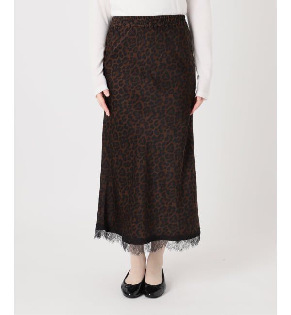 IENA「《予約》BLACK 裾レースレオパードスカート」|スカート|