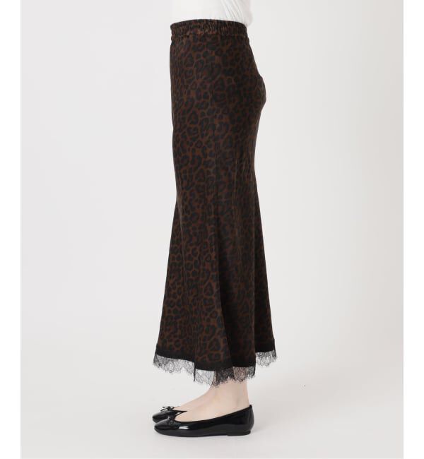 IENA「《予約》BLACK 裾レースレオパードスカート」|スカート|