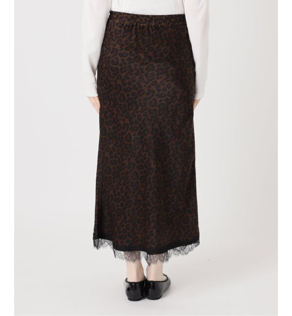 IENA「《予約》BLACK 裾レースレオパードスカート」|スカート|