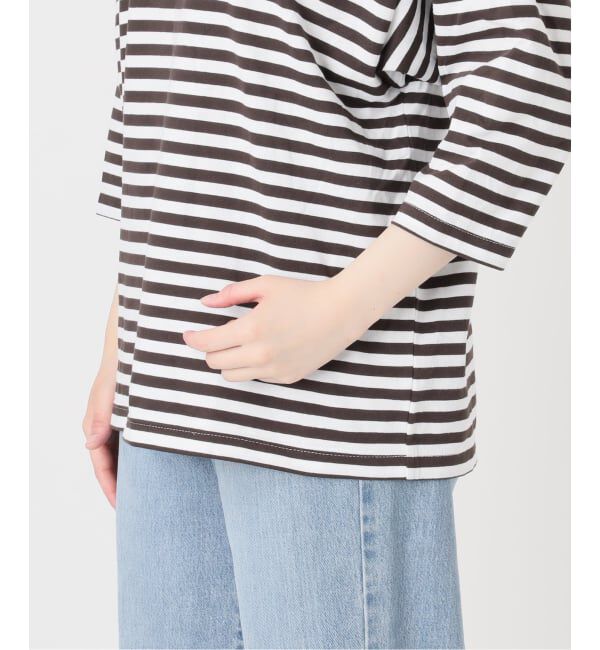 IENA「《予約》BLACK フリル付きボーダーカットソー」|Tシャツ・カットソー|