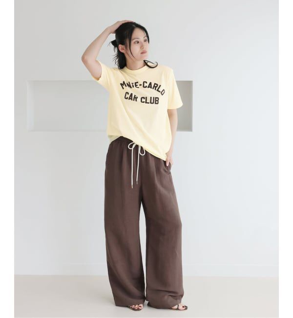 IENA「《予約》BLACK フロッキーロゴプリントTシャツ」|Tシャツ・カットソー|