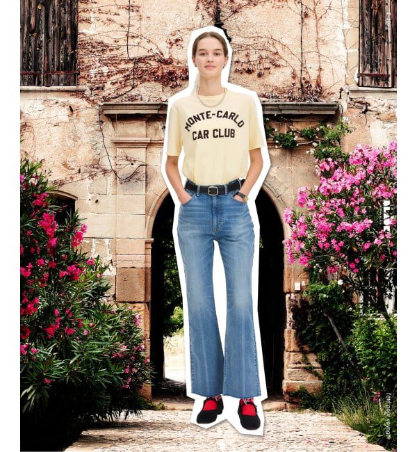 IENA「《予約》BLACK フロッキーロゴプリントTシャツ」|Tシャツ・カットソー|