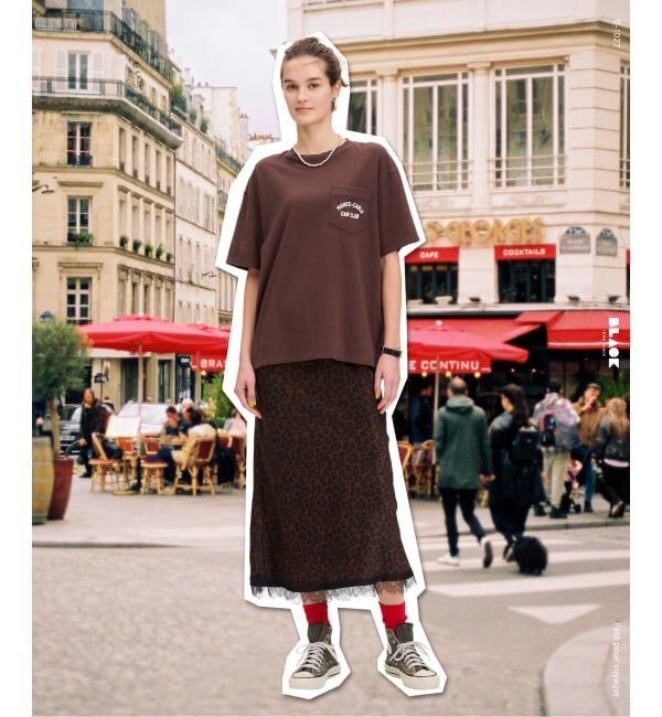 IENA「《予約》BLACK ポケット付きプリントTシャツ」|Tシャツ・カットソー|