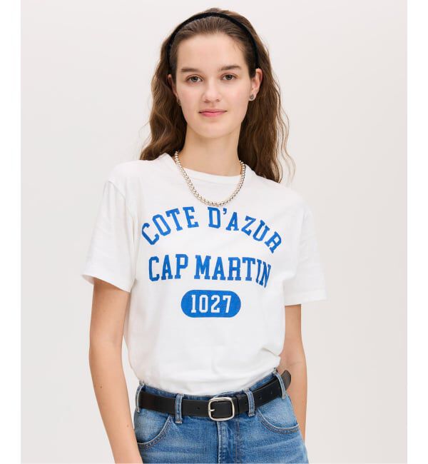 IENA「《予約》BLACK COTE D'AZUR ロゴTシャツ」|Tシャツ・カットソー|