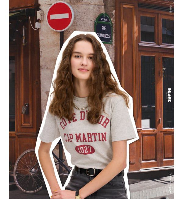 IENA「《予約》BLACK COTE D'AZUR ロゴTシャツ」|Tシャツ・カットソー|