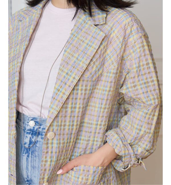 IENA LA BOUCLE「《予約》IENA LA BOUCLE シアーチェックジャケット」|テーラードジャケット|
