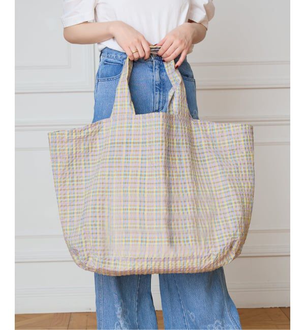 IENA LA BOUCLE「《予約》IENA LA BOUCLE シアーチェックトートバッグ」|トートバッグ|