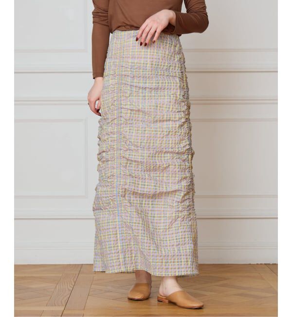 IENA LA BOUCLE「《予約》IENA LA BOUCLE シアーチェックシャーリングスカート」|スカート|