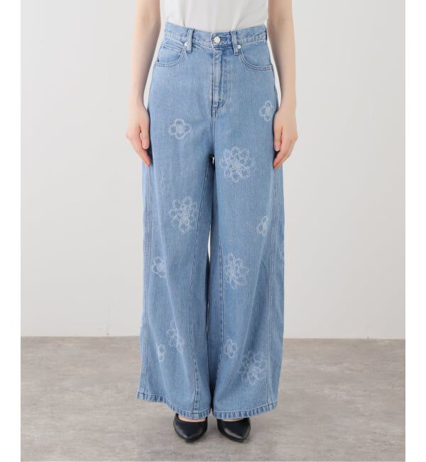 IENA LA BOUCLE「IENA LA BOUCLE フラワーソフトデニムシルエットパンツ」|デニム|