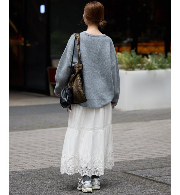 SLOBE IENA「《WEB限定/追加3予約》コットンボイルケミカルレーススカート」|スカート|