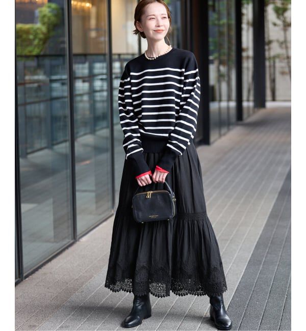 SLOBE IENA「《WEB限定/追加3予約》コットンボイルケミカルレーススカート」|スカート|