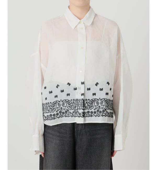 IENA LA BOUCLE「IENA LA BOUCLE エンブロイダリーコットンオーガンジーシャツ」|シャツ・ブラウス|