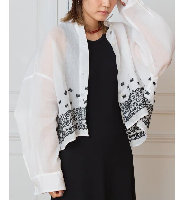 IENA LA BOUCLE「IENA LA BOUCLE エンブロイダリーコットンオーガンジーシャツ」|シャツ・ブラウス|